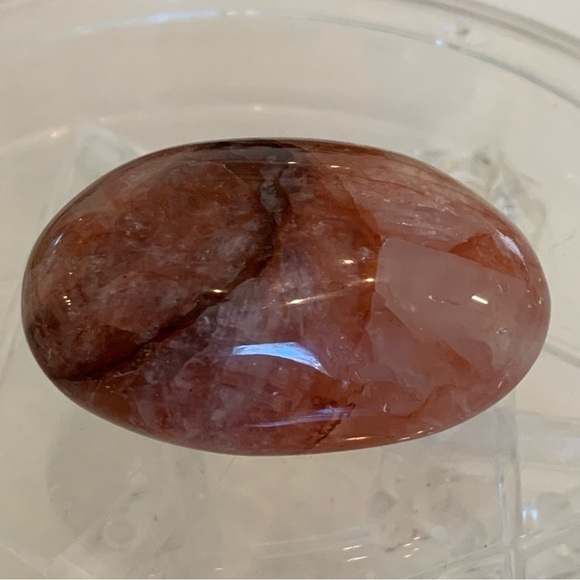 Red Fire Quartz Other - 2.25" Hematoid Red Fire Quartz Crystal Polished Palm Stone Chakras Madagascar
